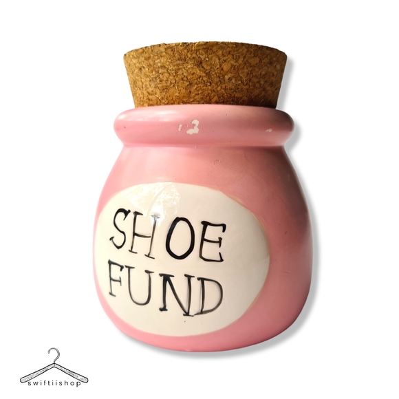 Hand Crafted Other - Cutest SHOE FUND Pink Money Jar w Cork Lid